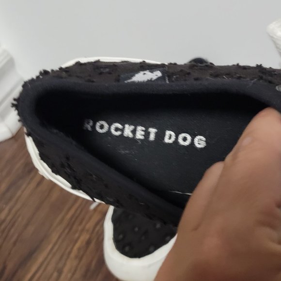 Rocket Dog Lace Up Platform Sneakers Black Eyelet Lace Canvas Y2K Round Toe 6 - Picture 3 of 7
